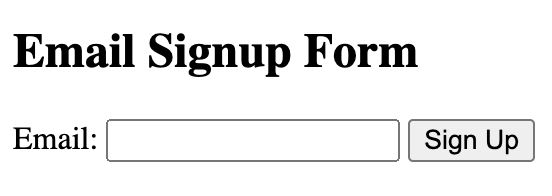 Example of basic email sign up form